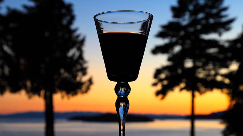 Glass of Port at Sunset